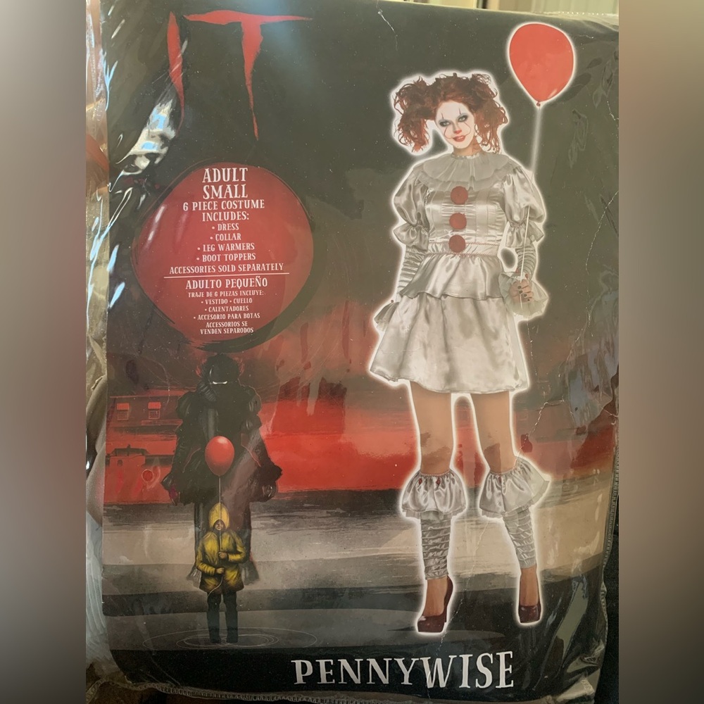 Creepy Clown Costume - Silver and Red